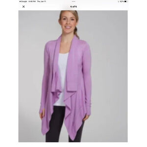 Lululemon Women Size 4 Live Healthy Wrap Cardigan Heathered Iris Merino Wool